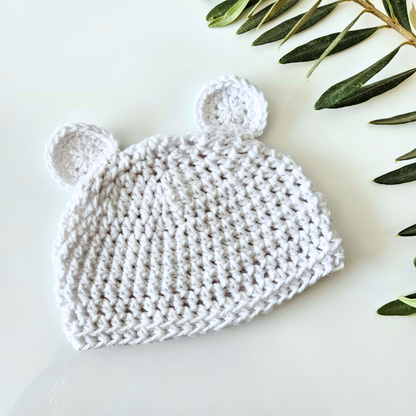 White Cotton Crochet Beanie | Hey Beadly