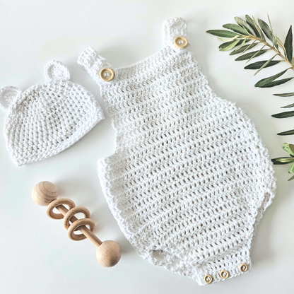 White Cotton Crochet Romper | Hey Beadly