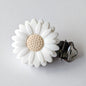 White and Cream Daisy Silicone Pacifier Clips  - Hey Beadly