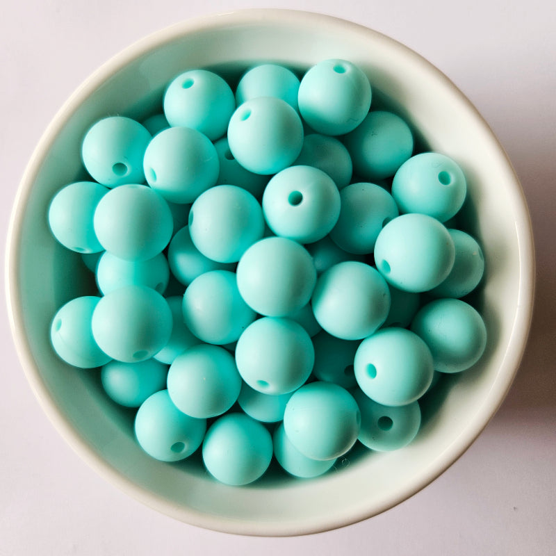 blue green round silicone beads - hey beadly