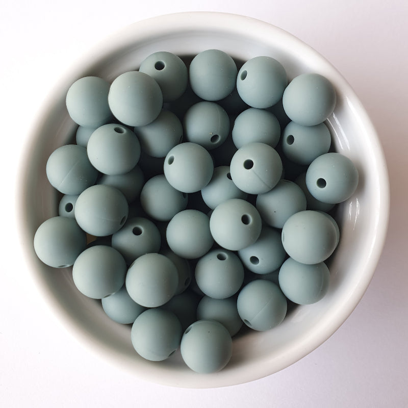 blue grey round silicone beads - hey beadly