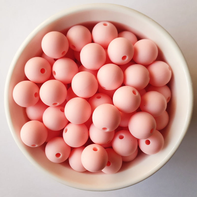 light candy pink round silicone beads - hey beadly