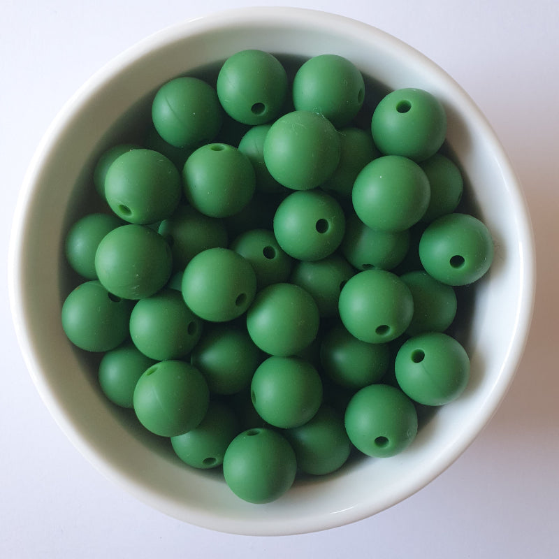 Christmas green round silicone beads - hey beadly