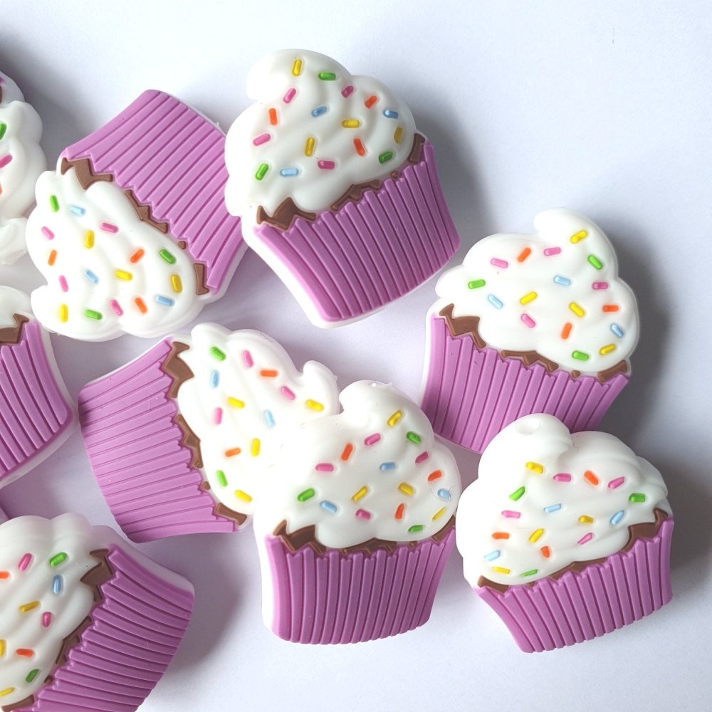 Confetti Cupcake Silicone Beads
