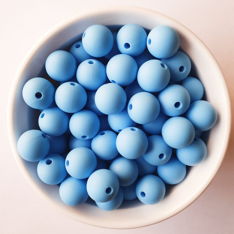 cornflower blue round silicone beads - hey beadly