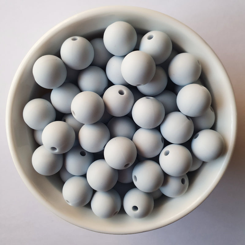 creamy blue round silicone beads - hey beadly
