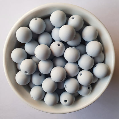 creamy blue round silicone beads - hey beadly