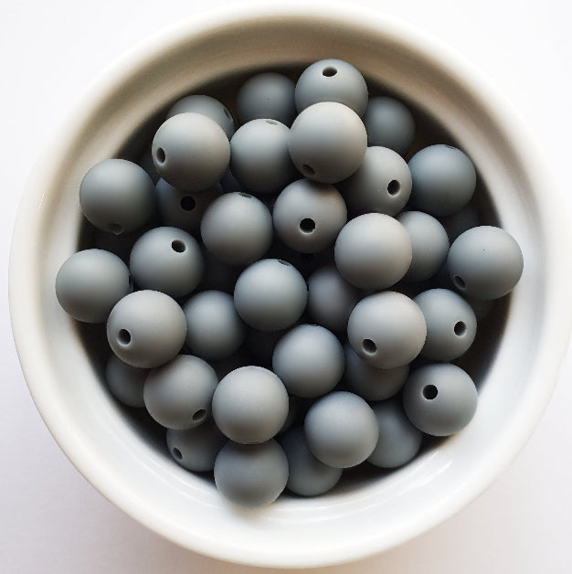 dark grey round silicone beads - hey beadly