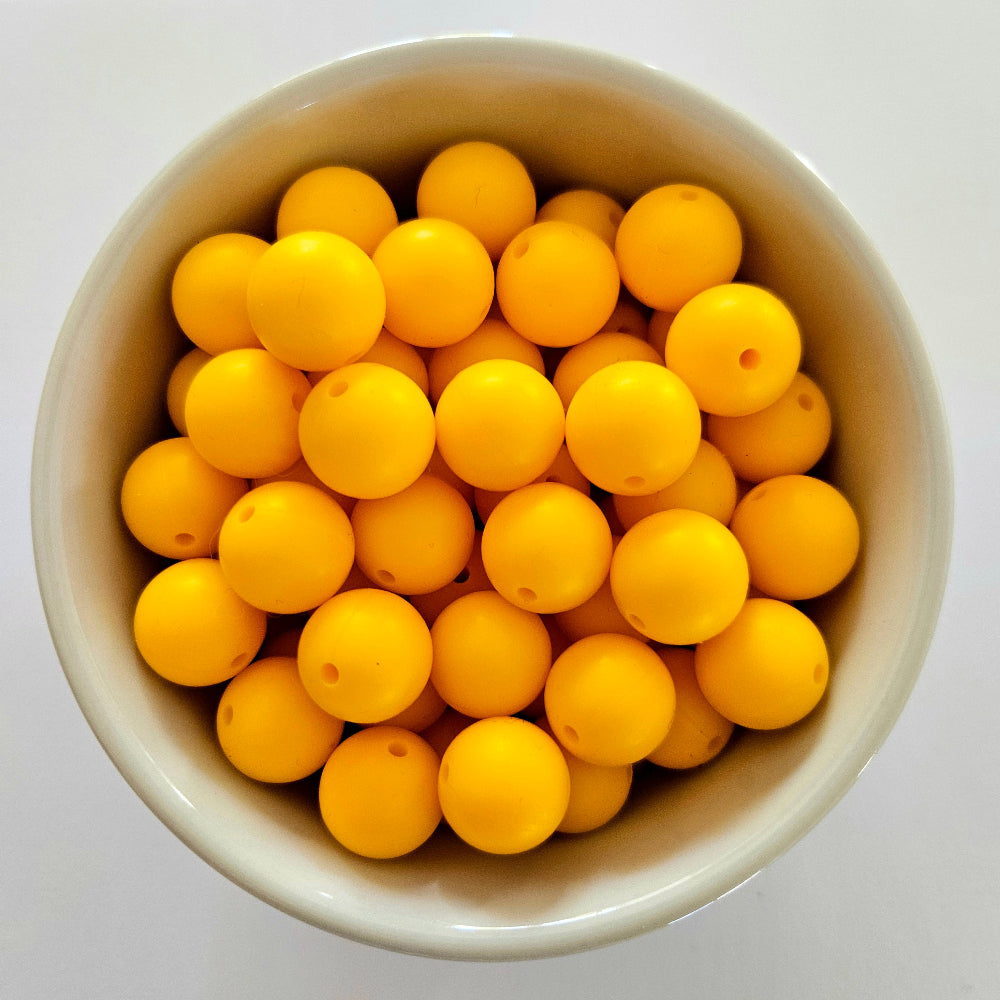 deep yellow round silicone beads - hey beadly