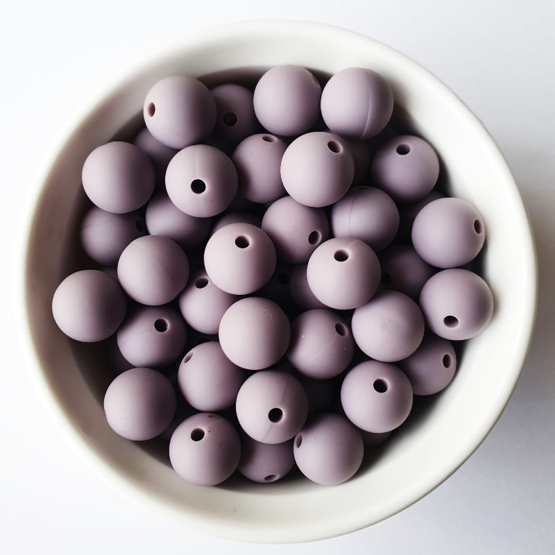 grey pruple round silicone beads - hey beadly