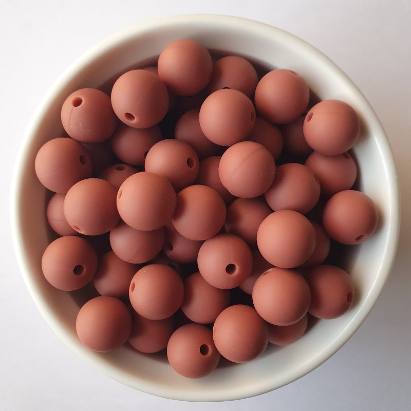light mahogany round silicone beads - hey beadly