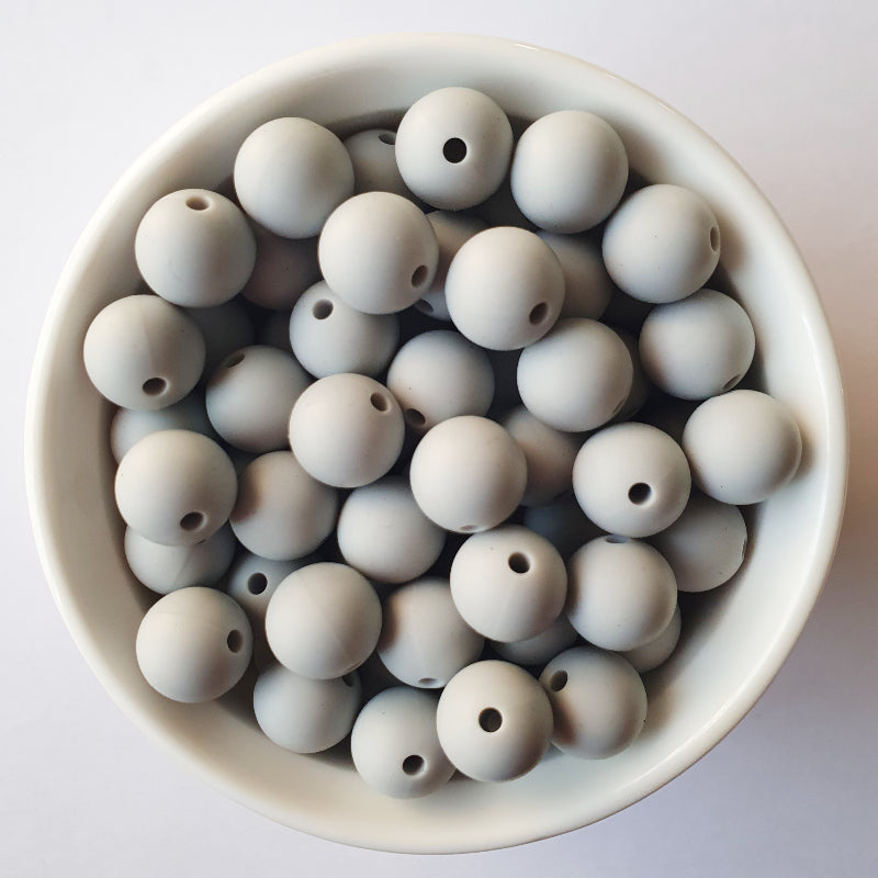 light grey round silicone beads - hey beadly