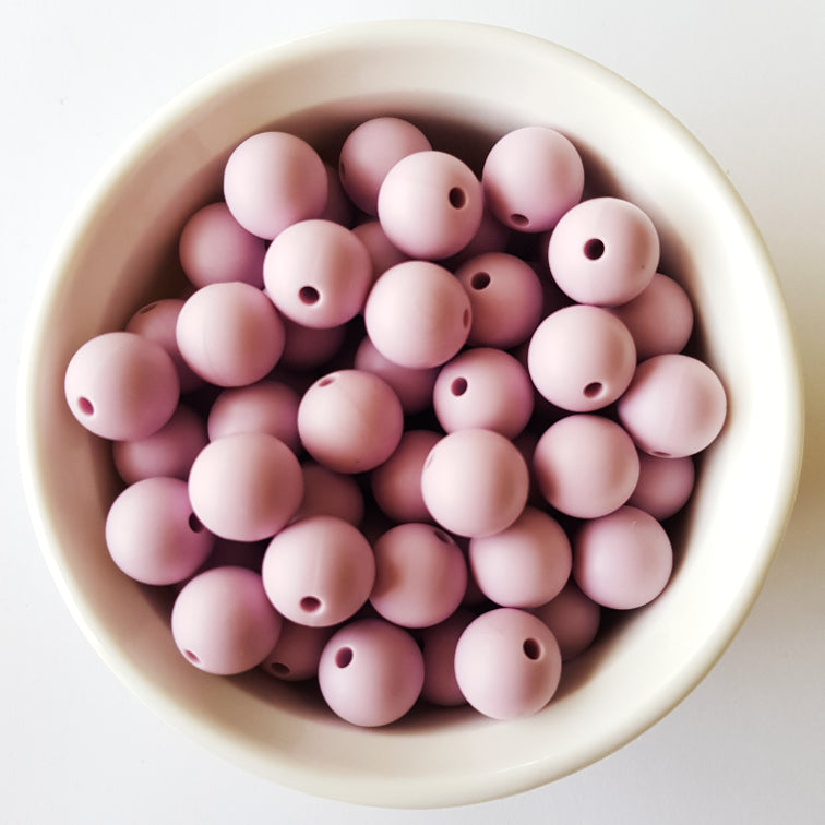 lilac round silicone beads - hey beadly