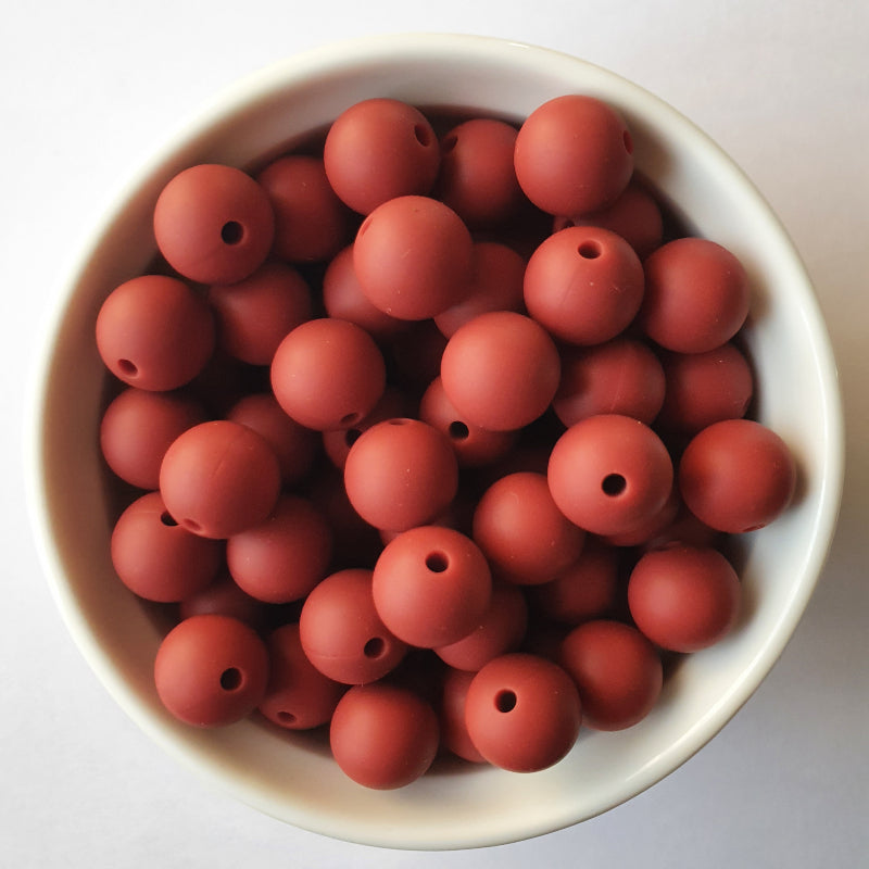 marsala round silicone beads - hey beadly