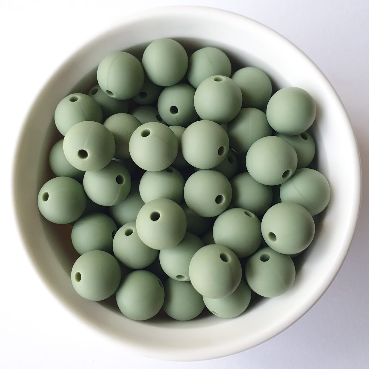 moss green round silicone beads - hey beadly