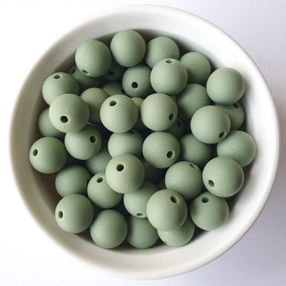 moss green round silicone beads - hey beadly