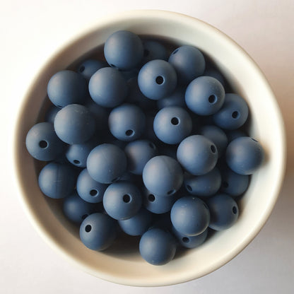 dusty navy round silicone beads - hey beadly