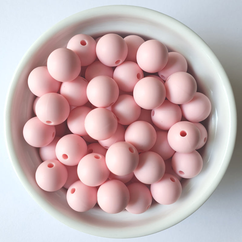 pastel pink round silicone beads - hey beadly