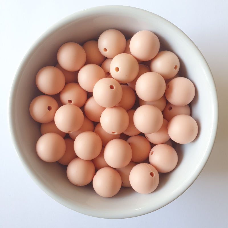 peach round silicone beads - hey beadly