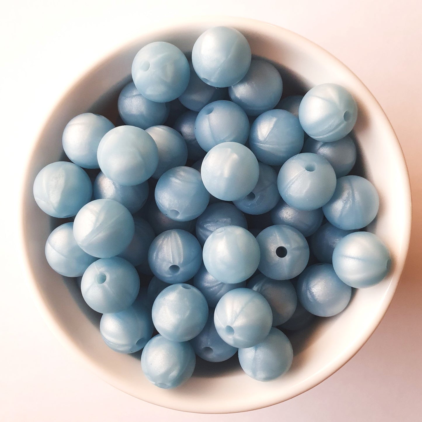pearl blue round silicone beads - hey beadly