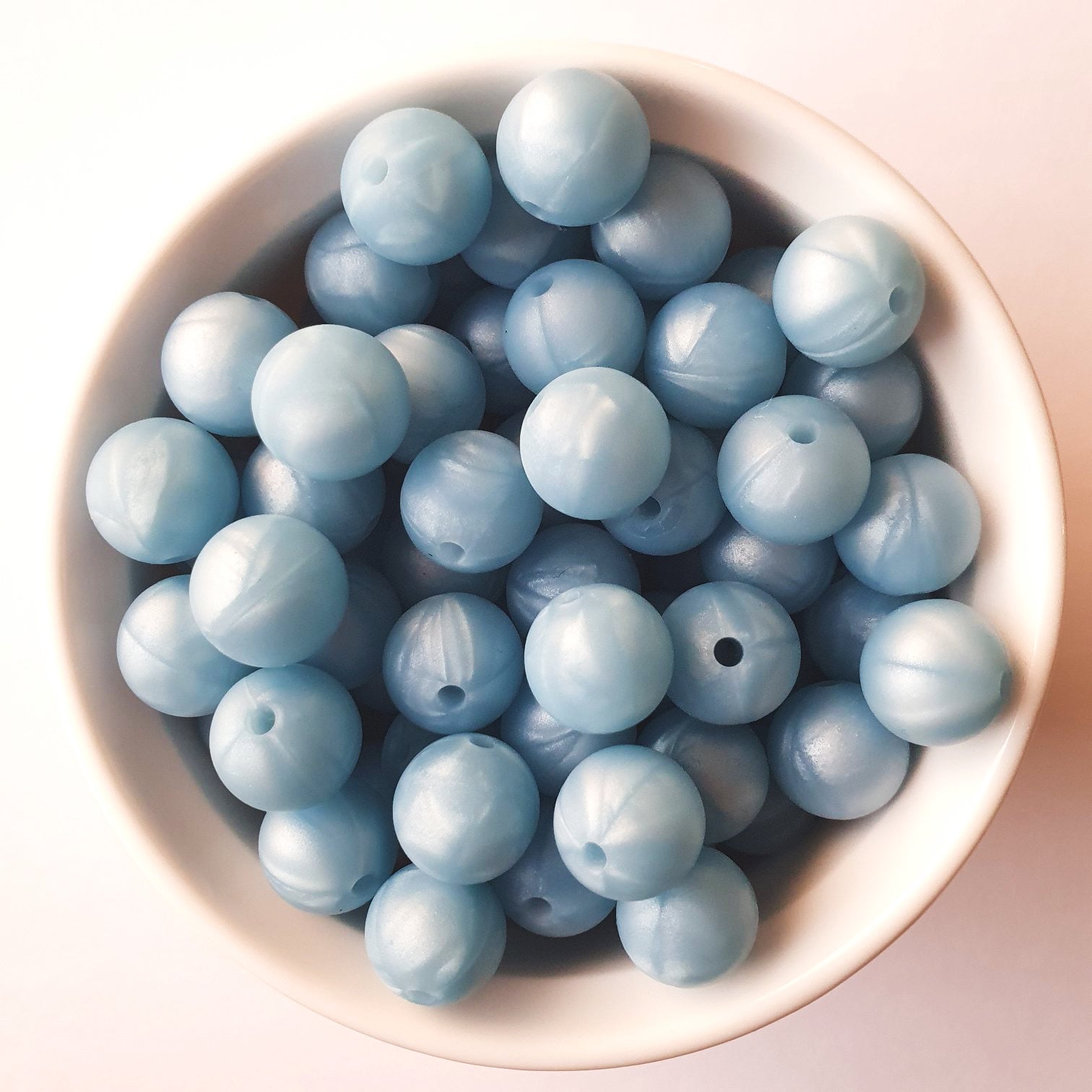 pearl blue round silicone beads - hey beadly