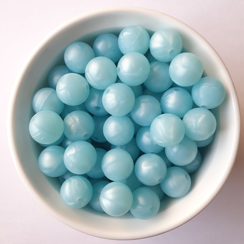 pearl green round silicone beads - hey beadly