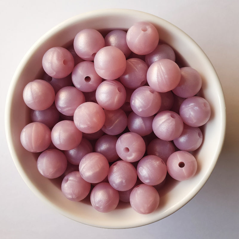 pearl purple round silicone beads - hey beadly