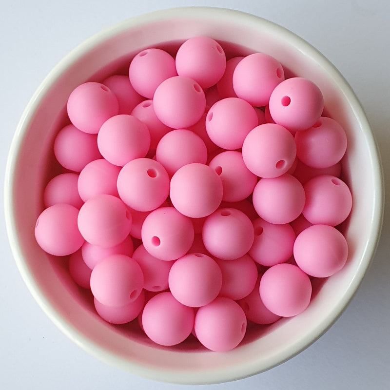 pink round silicone beads - hey beadly