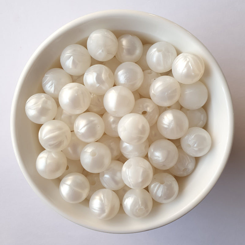 pearl white round silicone beads - hey beadly