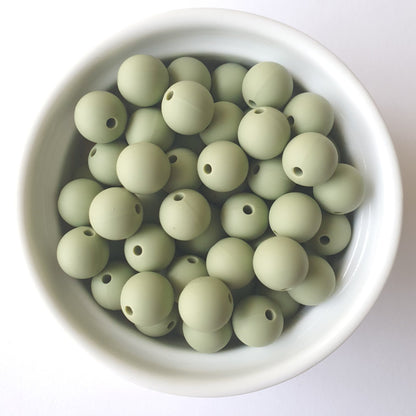 sage round silicone beads - hey beadly
