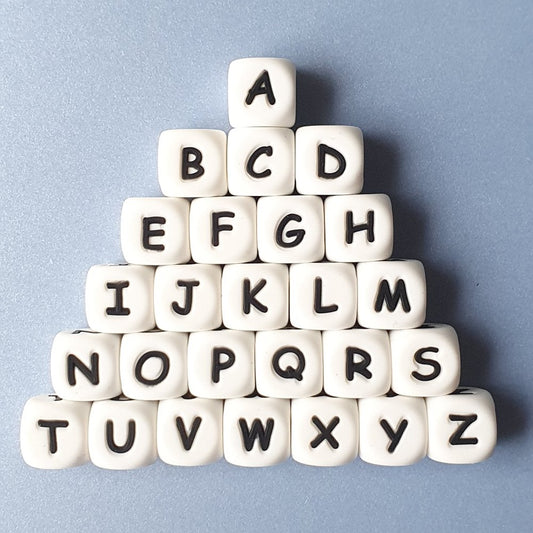 The White Silicone Alphabet Beads Starter Pack - Hey Beadly
