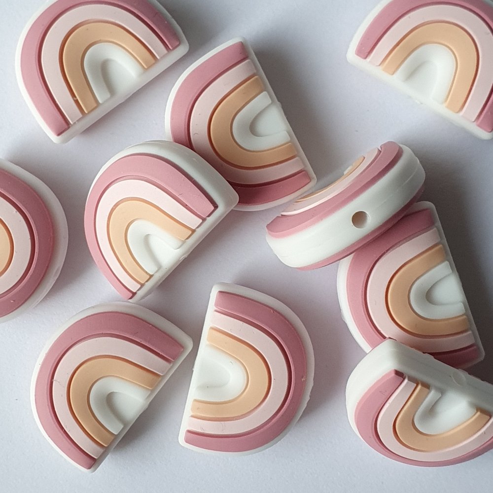 Blush Silicone Rainbow Beads | Hey Beadly