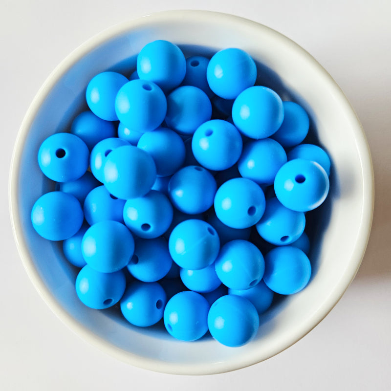 sky blue round silicone beads - hey beadly