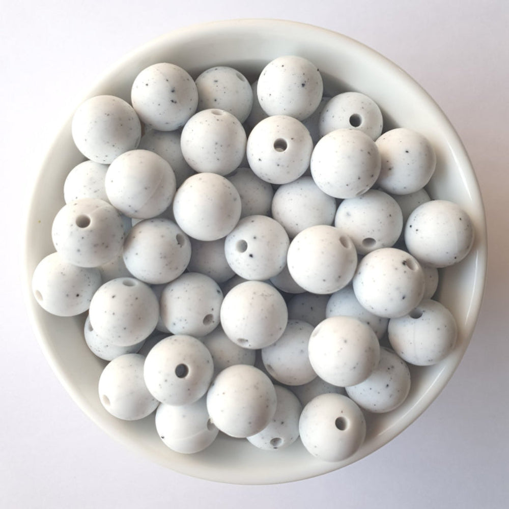 12mm speckled white silicone beads _ Hey Beadly