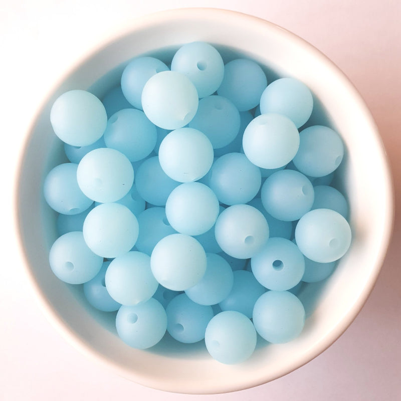 transparent blue round silicone beads - hey beadly
