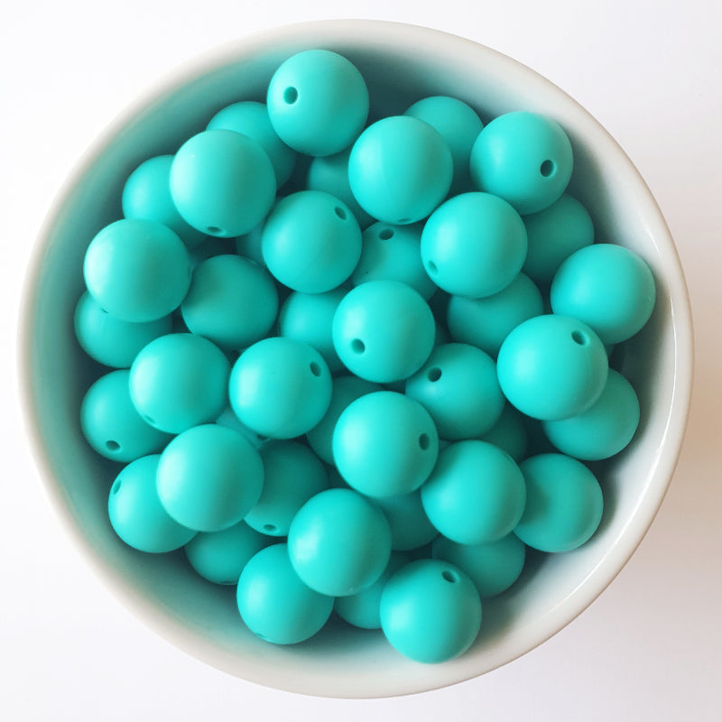 turquoise round silicone beads - hey beadly