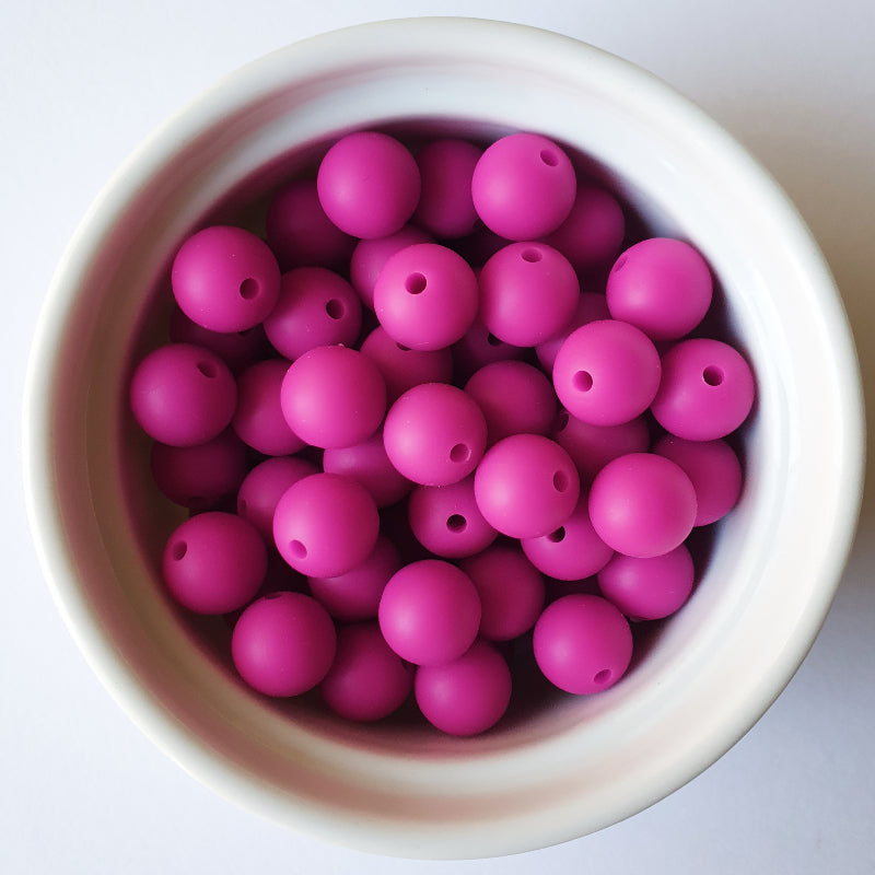 violet round silicone beads - hey beadly