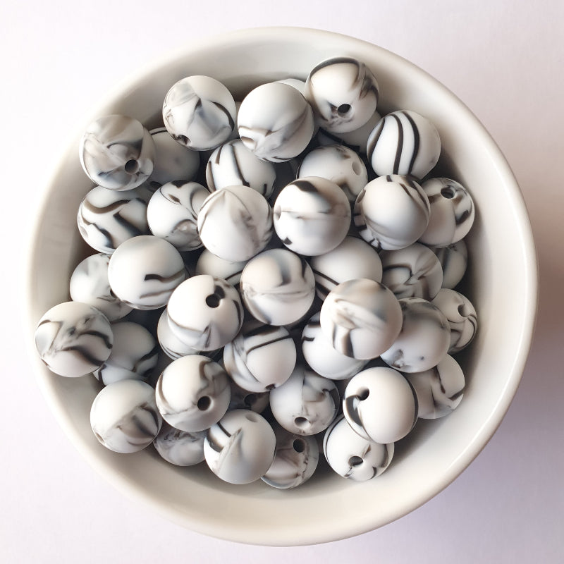 zebra round silicone beads - hey beadly