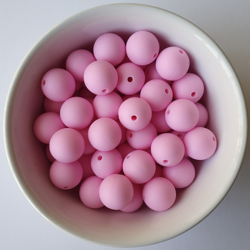 15mm round hot pink silicone beads - Hey Beadly