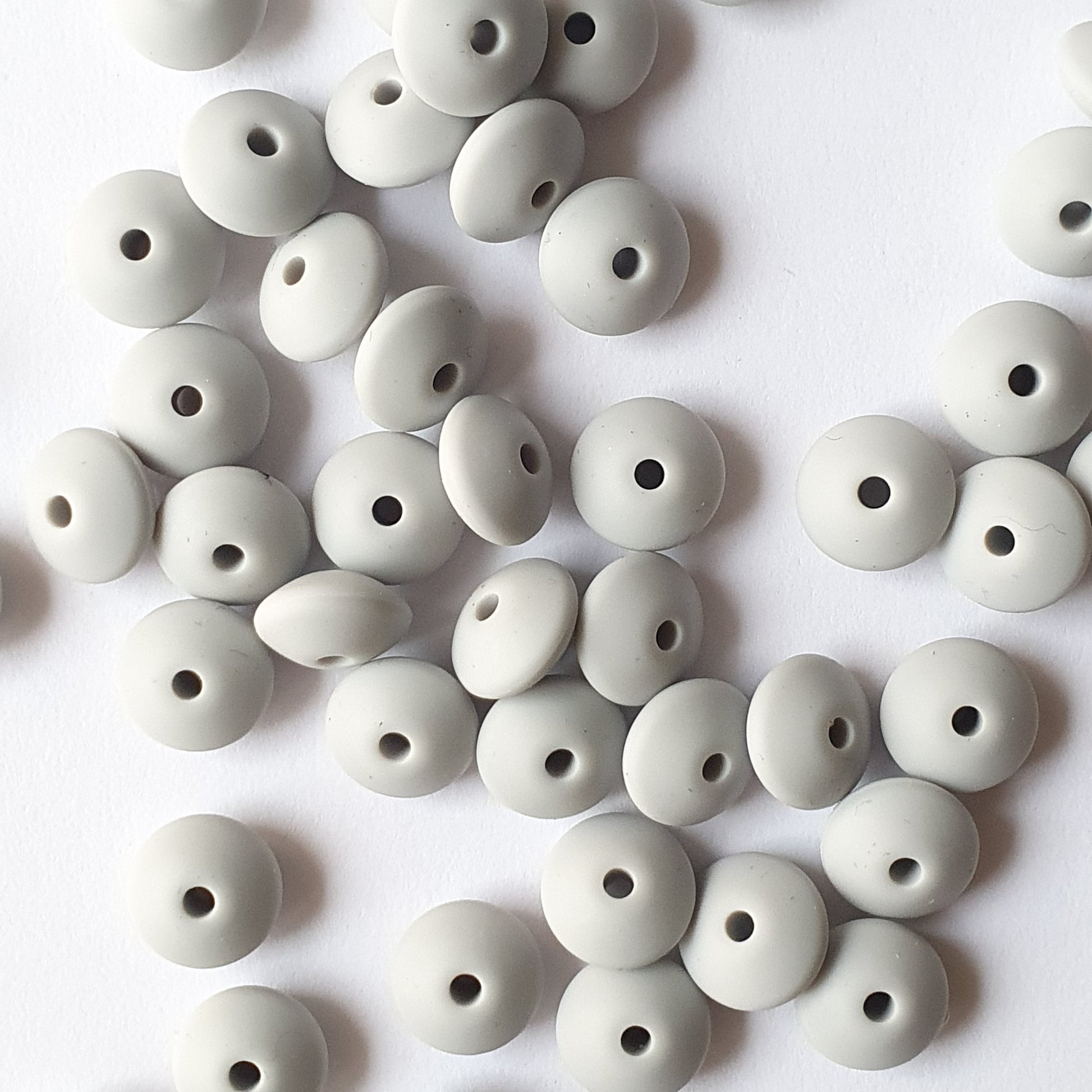 grey silicone lentil beads