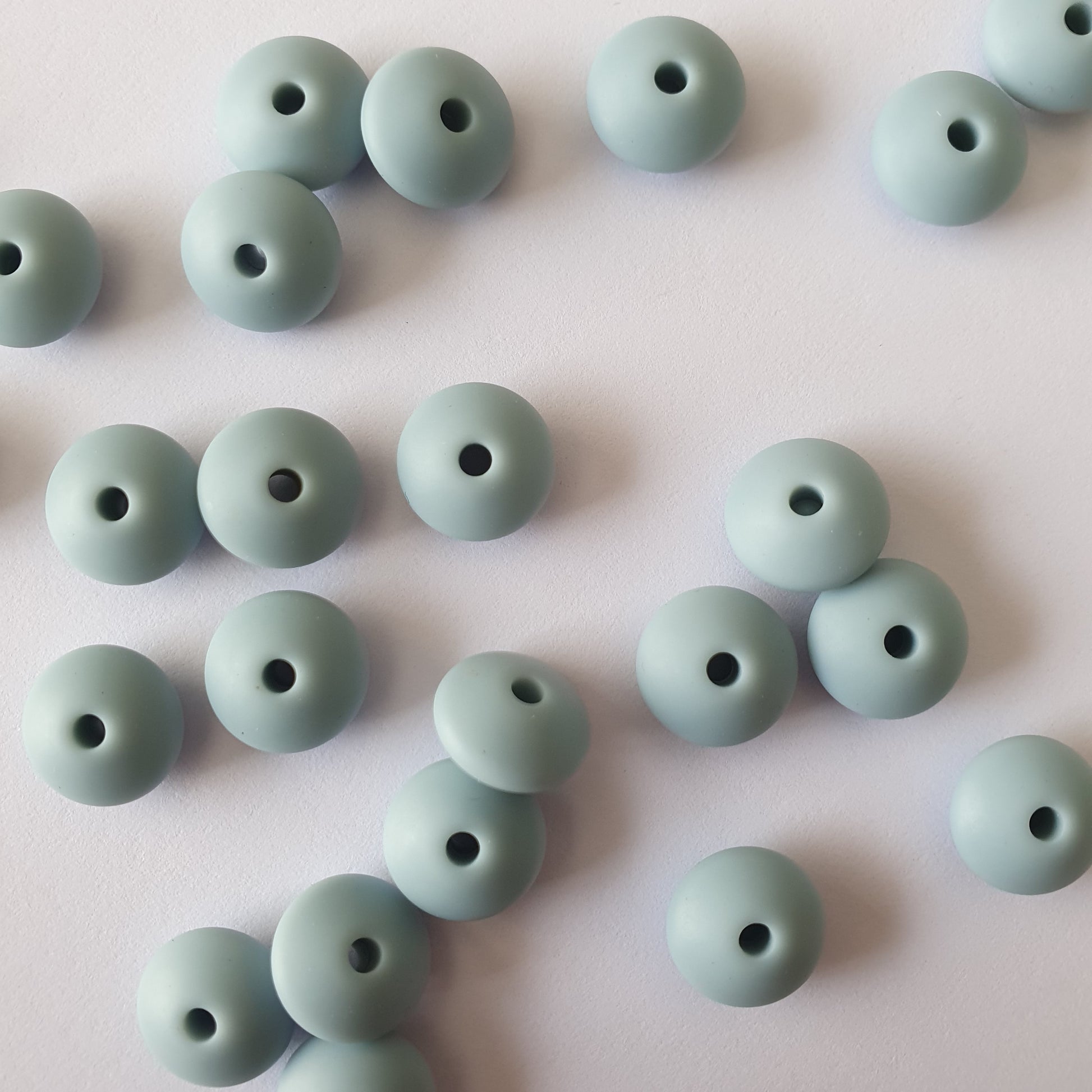 dusty blue lentil silicone beads