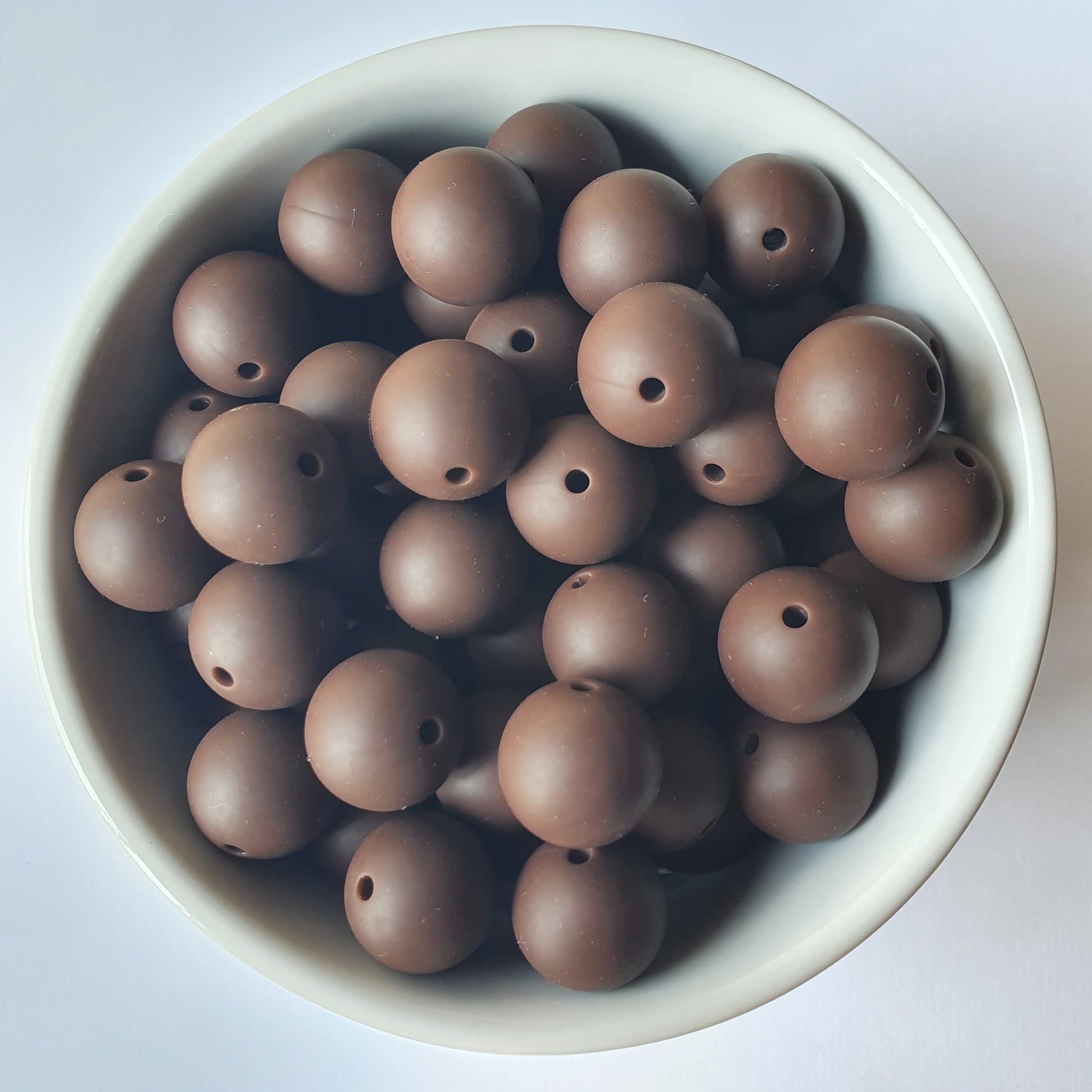 chocolate brown round silicone beads 15mm