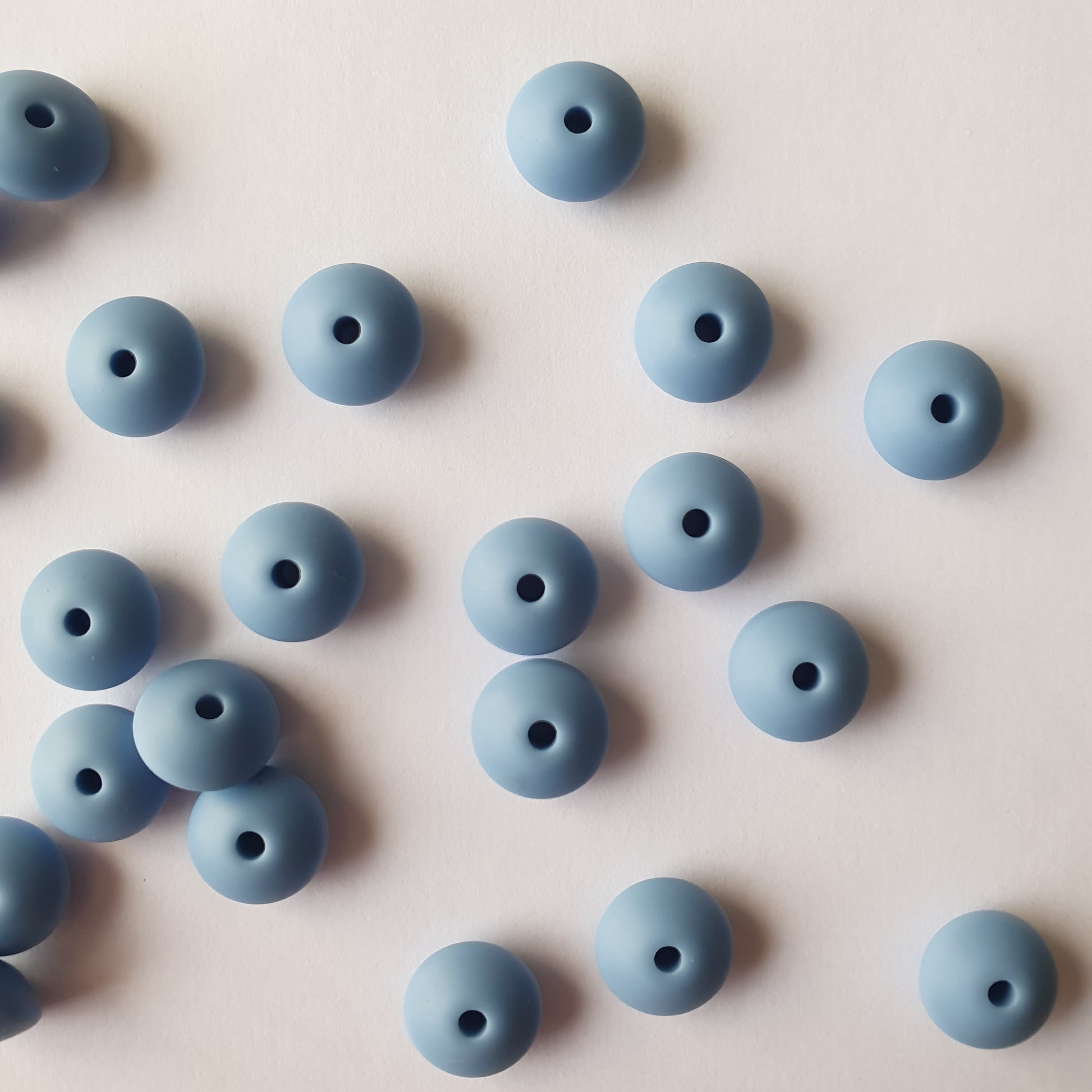 powder blue silicone lentil beads