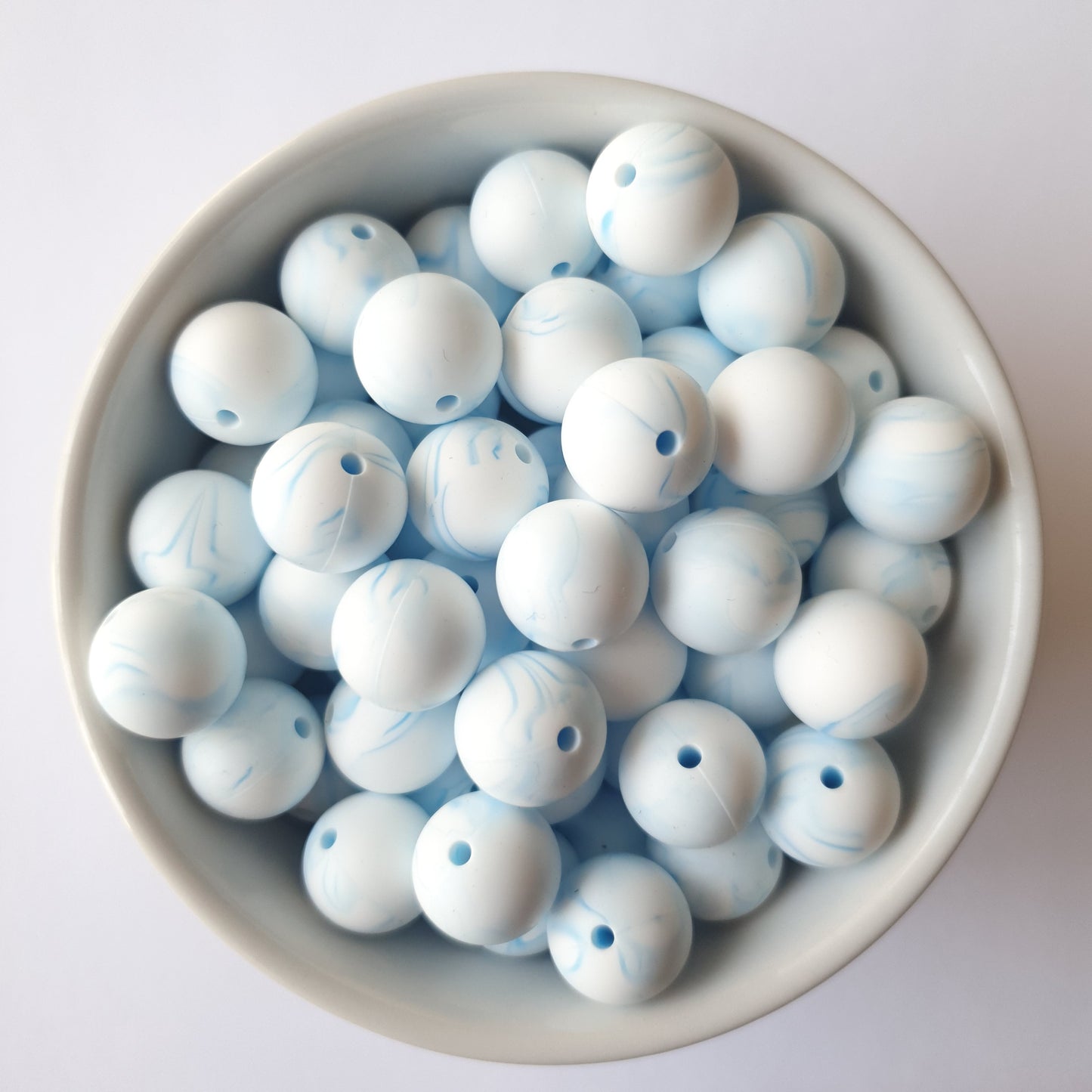 15mm marble blue round silicone beads
