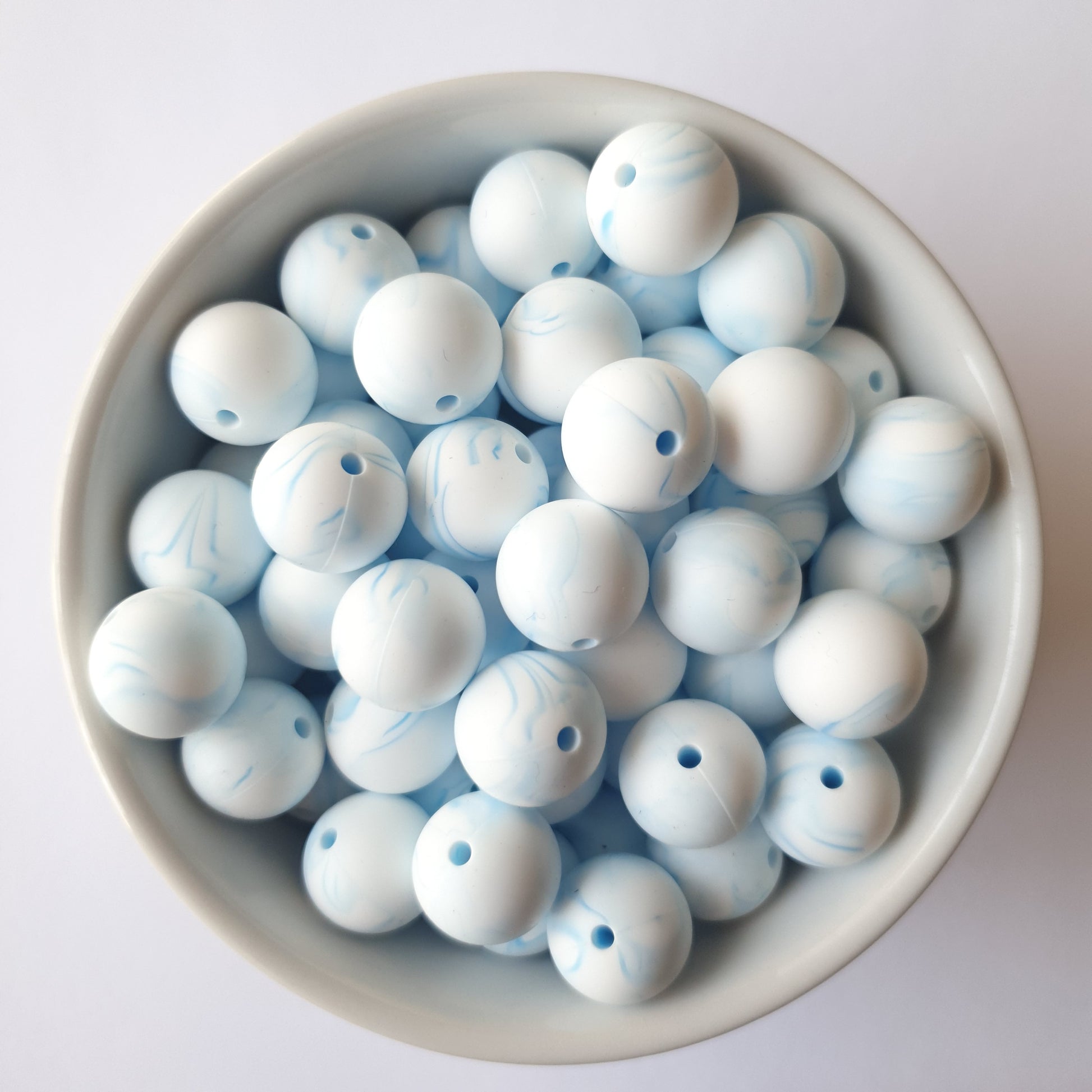15mm marble blue round silicone beads