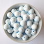 15mm marble blue round silicone beads