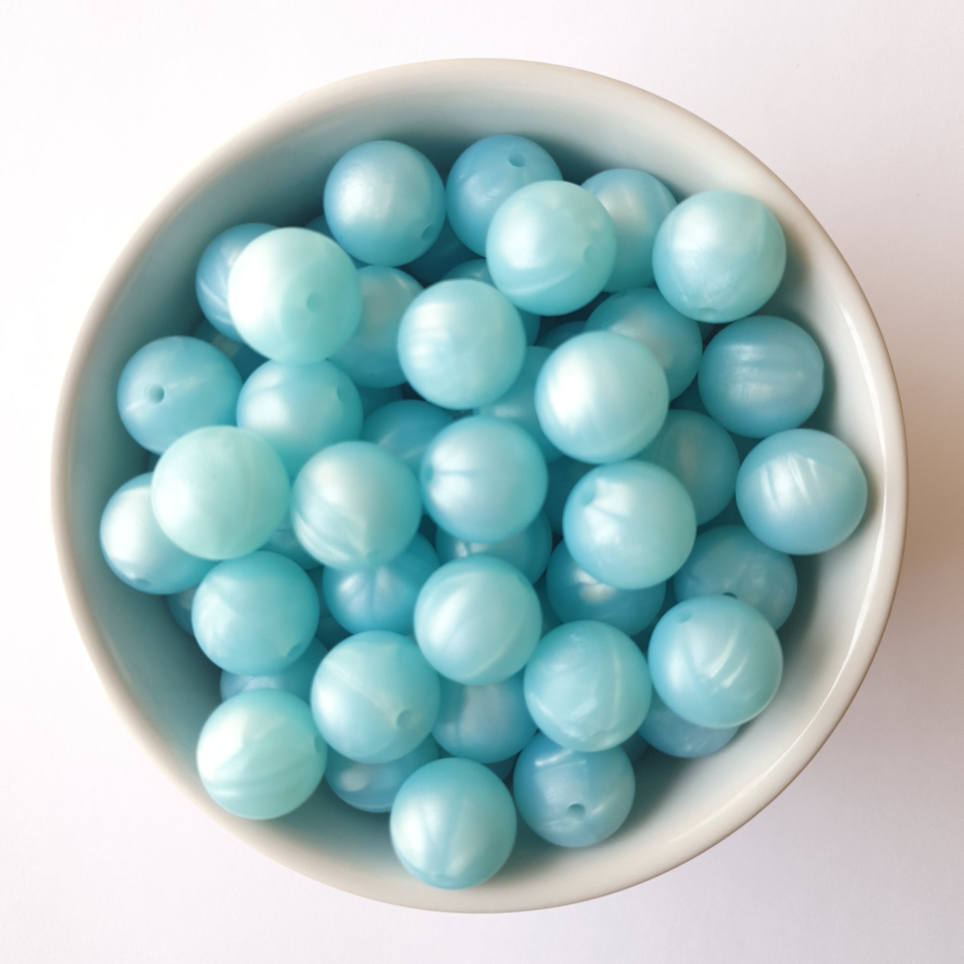 15mm pearl green round silicone beads