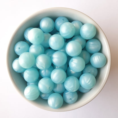 15mm pearl green round silicone beads
