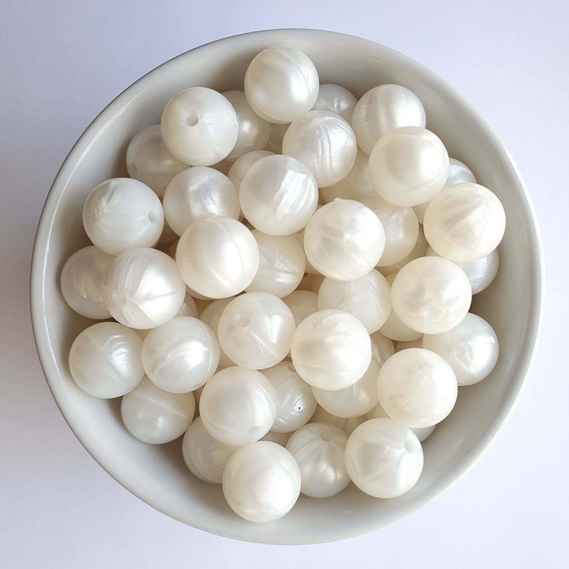 15mm pearl white round silicone beads
