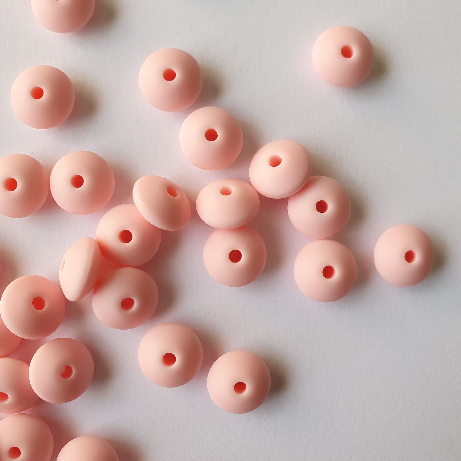 Light Pink Silicone Lentil Beads